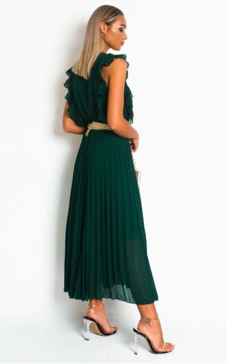 Pleated Maxi Dress In Green