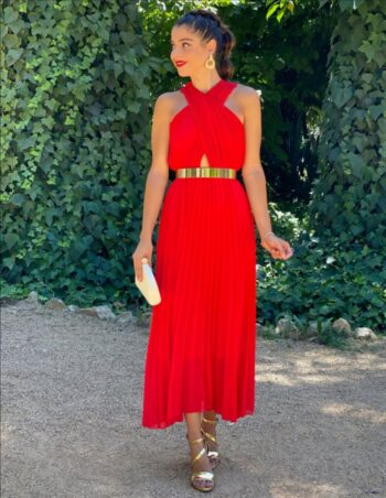 Carole Midaxi Crossover Neckline RED