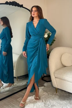 Bria Teal Wrap Maxi