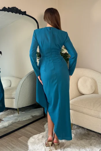 Bria Teal Wrap Maxi - Image 3