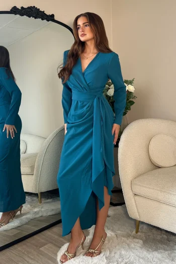 Bria Teal Wrap Maxi - Image 2