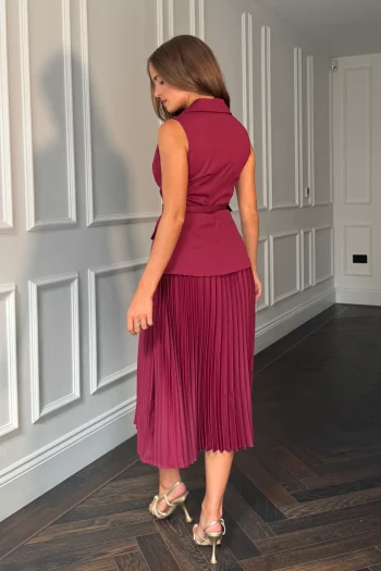 Agatha Pleated Waistcoat Dress - Image 3