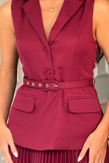 Agatha Pleated Waistcoat Dress - Image 4