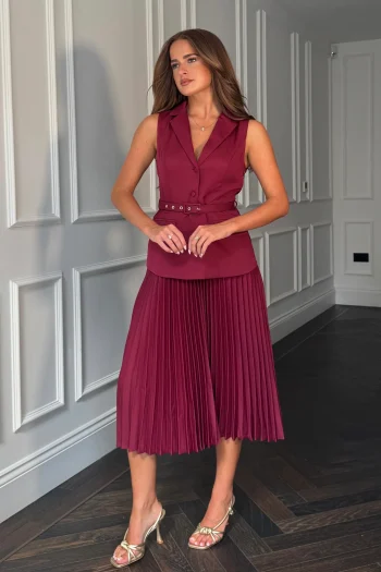 Agatha Pleated Waistcoat Dress - Image 2