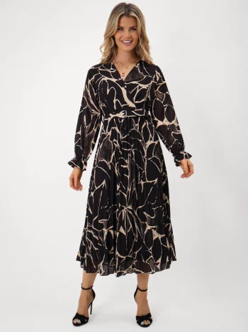 Positano Belted Pleated Midi